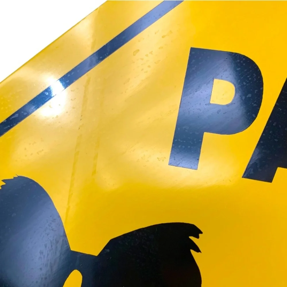 Papillon Crossing Sign Yellow Large 12x12 Metal‎ Vintage